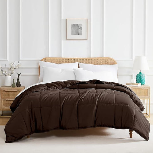 Southshore Fine Living, Inc. Brown Bedding Comforters Queen Size/Full Size Duvet Insert, Soft & Fluffy Bedspread, Queen/Full Bed, Cozy Down Alternative Comforter, Chocolate Brown