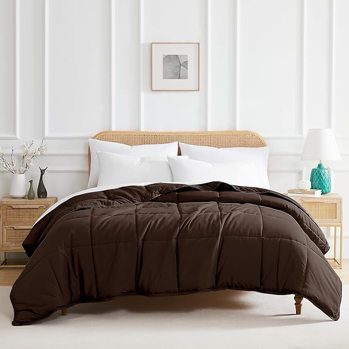 Southshore Fine Living, Inc. Twin Comforters, Oversized Bedding, Down-Alternative Brown Comforter/Bedspread Twin Size, Fluffy Comforter, Easy Care, Pet Hair Resistant Bedding, Chocolate Brown