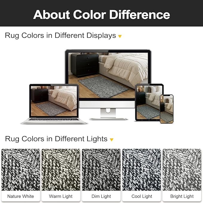 LEEVAN Washable Bathroom Rug, 2'x3' Black Woven Entryway Rug Front Door Mat Cotton Small Kitchen Rugs, Modern Reversible Laundry Room Farmhouse Carpet for Foyer Front Porch Decor