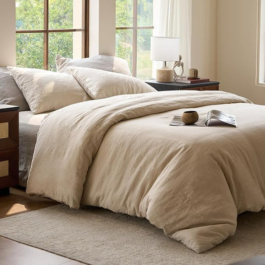 SIJO Premium Stone Washed Organic French Linen Duvet Cover, GOTS Certified Organic, Small Batch Sourced from Normandy, Best Cooling Linen Sheet Award by Sleep Foundation (Classic, King/Cal King)