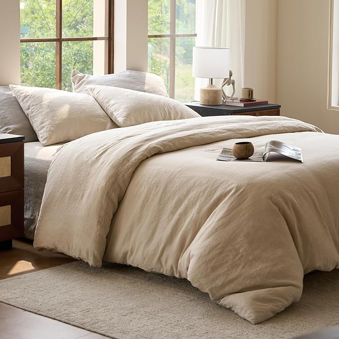 SIJO Premium Stone Washed Organic French Linen Duvet Cover, GOTS Certified Organic, Small Batch Sourced from Normandy, Best Cooling Linen Sheet Award by Sleep Foundation (Classic, Full/Queen)