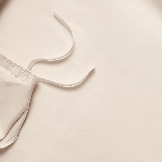 Cream Cotton Duvet Cover Set Queen 100% Long-Staple Cotton Sateen Bedding Set, Soft Breathable Smooth Organic Pure Cotton Plain Comforter Cover, Luxury Minimalist Bedroom Decor for All Season