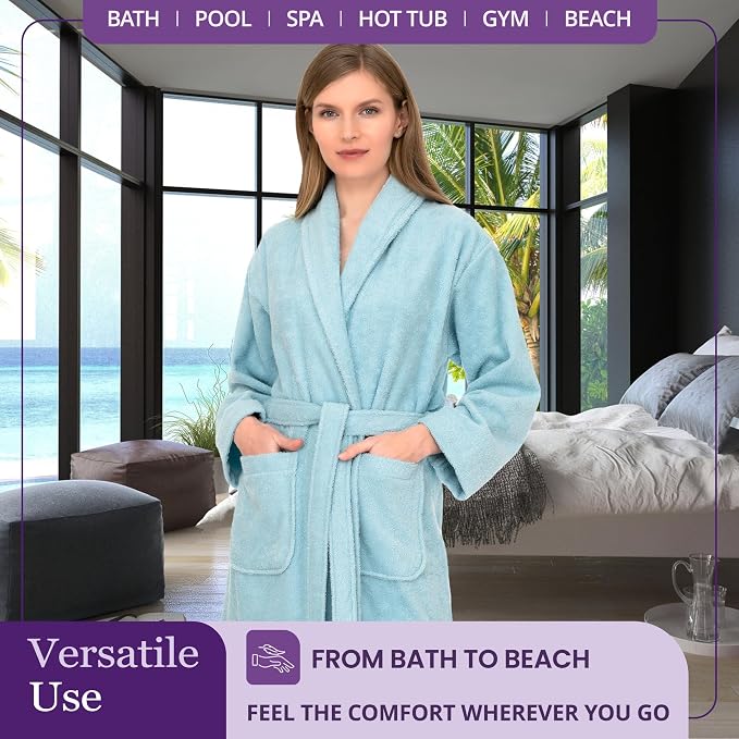 TowelSelections Womens Robe 100% Cotton Terry Cloth Towel Bathrobe Luxuriously Soft Shawl Collar Bath Robe for Women