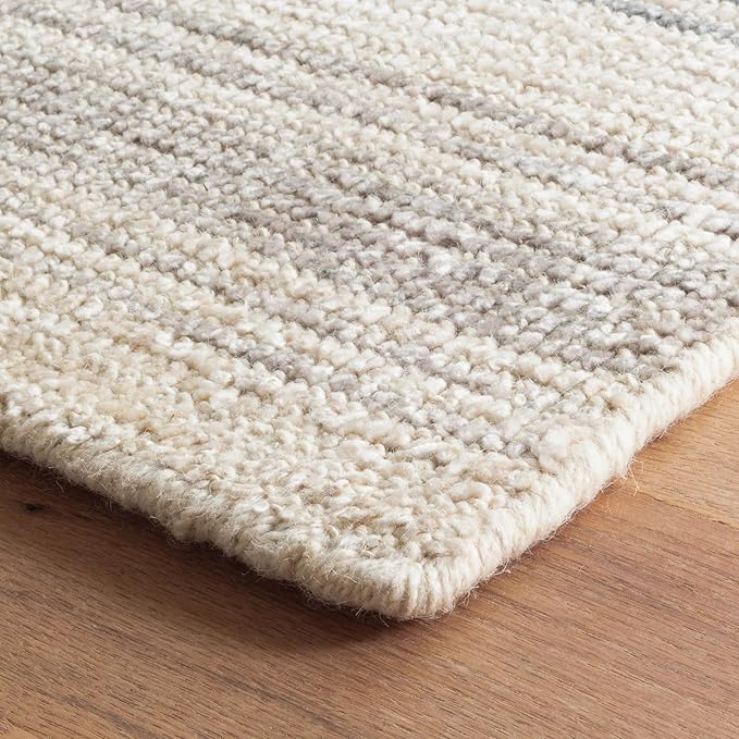 Dash & Albert Moonshine Handwoven Cotton/Viscose Rug, 8.5 X 11.5 Feet, Blue Stripe Pattern