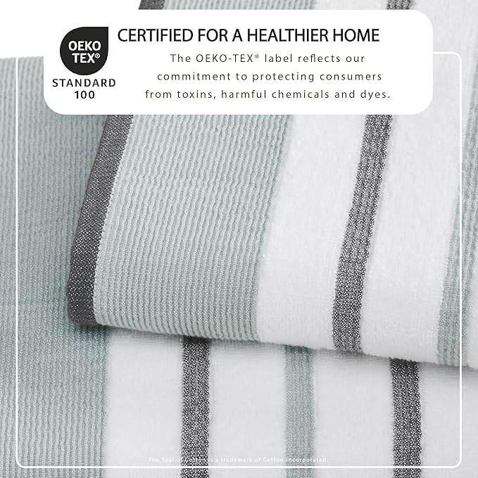 Great Bay Home Decorative Bath Towel Set - Cotton 4 Pack 54x27 Bath Towel Set - Durable Towels for Bathroom Decor (Eucalyptus/Grey)