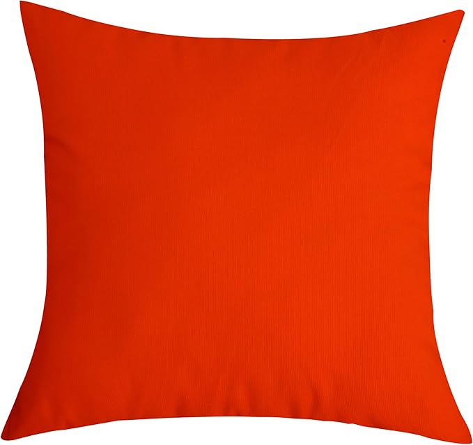 TangDepot Handmade Decorative Solid 100% Cotton Canvas Throw Pillow Covers/Cushion Covers, 45 Colors Available - (18"x18" 2 Pieces, Red Orange), 2 Count (Pack of 1) | 100% cotton, same-color zip, machine wash & air dry. For living room, bedroom, office...