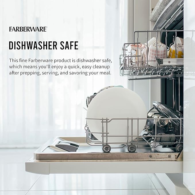FARBERWARE Large Cutting Board, Dishwasher- Safe Plastic Chopping Board for Kitchen with Easy Grip Handle, 11in by 14in, White