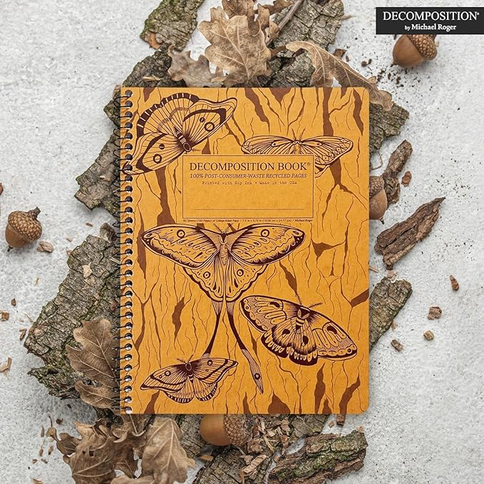 Decomposition Midnight Moths College Ruled Spiral Notebooks – 9.75 x 7.5 Journal with 160 Lined Pages – Notebooks for School Supplies, Home & Office – 100% Recycled Paper – Made in USA
