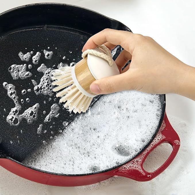 Bamboo Scrub Wooden Dish Brush - Bamboo Dish Brush,Bamboo Scrubber for Dishes, Palm Brush Dish Scrubber for Cleaning Dishes, Kitchen Utensils etc.