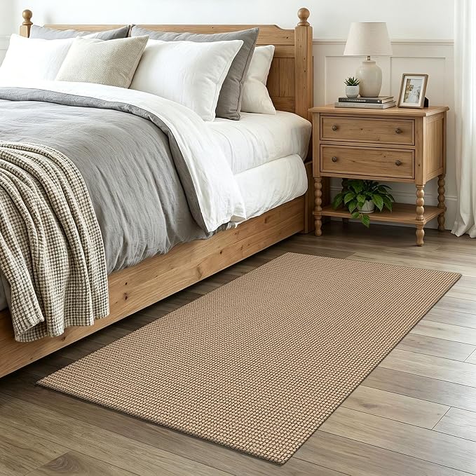 EARTHALL Woven Area Rug 3x4 Ft Washable Rugs for Entryway Braided Non Slip Rubber Backed Throw Rugs Door Mat Indoor Outdoor Entrance Cotton Carpet for Kitchen Foyer Front Door, Orange/Tan/Brown
