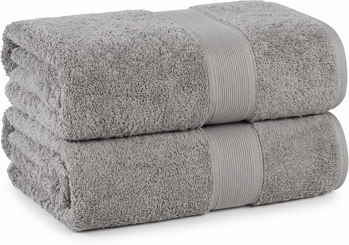 Superior 100% Organic Cotton Bath Towel Set of 3, Daily Use for Bathroom, Guest Bath, Quick Dry, Spa, Resort Towels, Absorbent, Home Essentials, 3-Piece Bath Towels, Oregon Collection, Silver