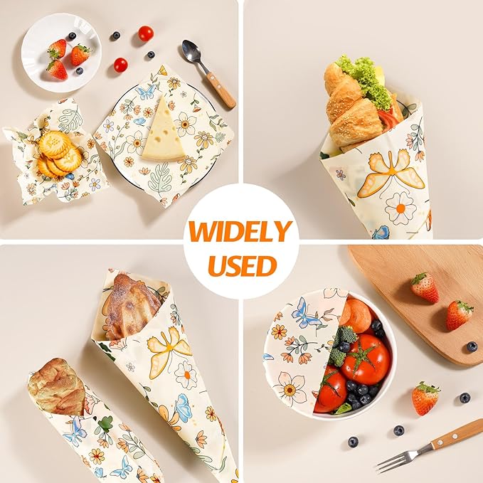 Beeswax Wraps for Food – 9 Pack Reusable Beeswax Bread Bag & Sandwich Wrap, Organic & Eco-Friendly & Sustainable Bees Paper, Perfect Alternative to Aluminum Foil Sourdough Storage & Plastic Wrap