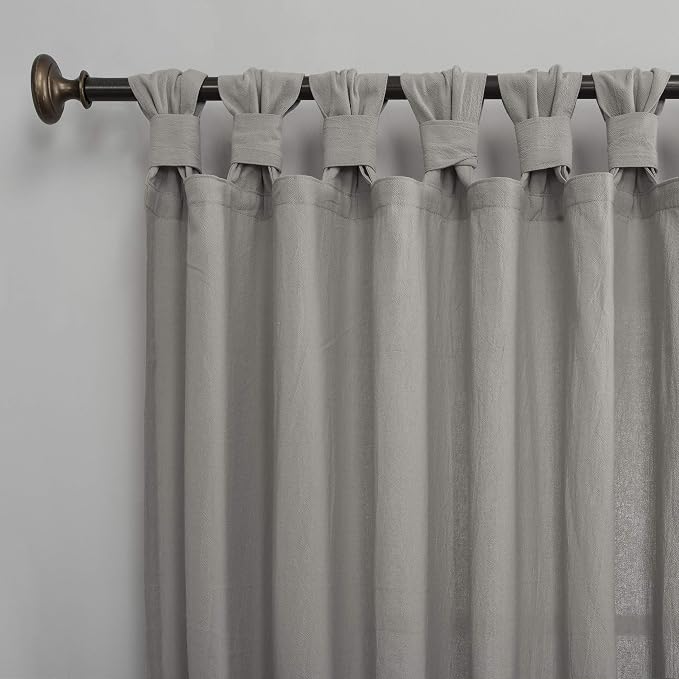 Archaeo Washed Cotton Twist Tab Curtain, 52" x 95", Silver Gray