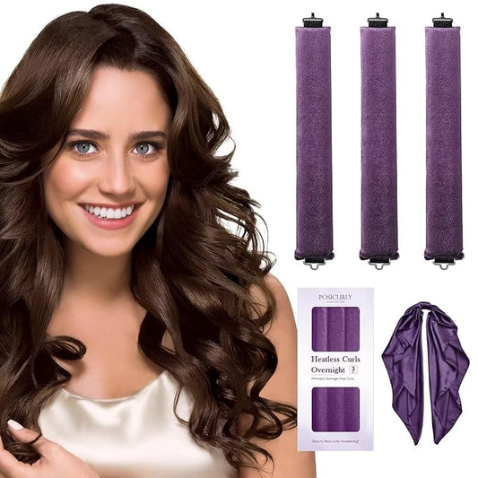 Heatless Hair Curler Overnight Curls-3 Pcs No Heat Curling Blowout Rod to Sleep In,Hair Rollers with Satin Scarf