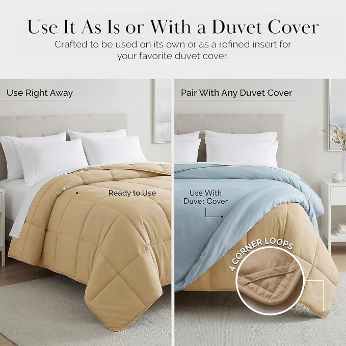 Southshore Fine Living, Inc. Oversized King Comforter for Guest Room, Pet Hair Resistant Bedding Comforters, Cal King Down Alternative Comforter Only, Fluffy All-Season Comforters, Gold Bedding