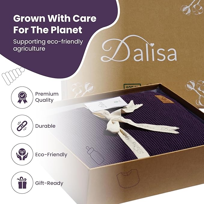 Dalisa 100% Organic Turkish Cotton Throw Blanket - GOTS Certified, Cozy - Perfect for Couch, Bed, and Home Decor - Boho Vintage Knit Alina (Sweet Grape, 50x60)