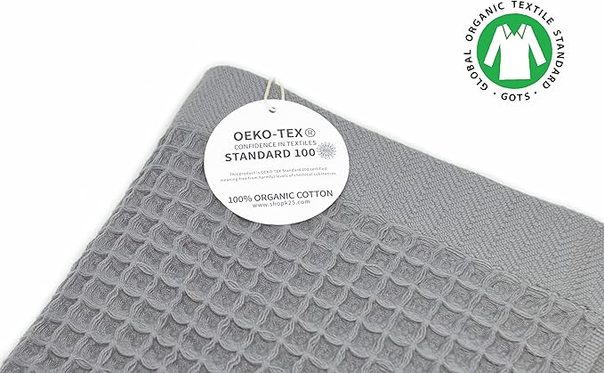 K-25 Waffle Towels for Bathroom, 100% Cotton Quick Dry Towel, Lightweight, Soft K25 Towel (Bath Towel, Frost Gray)