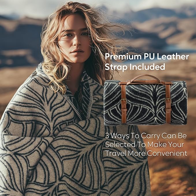 Molithe 100% Wool Blanket, 62" x 86", Warm, Thick, Washable, Military Wool Blanket, Great for Camping, Outdoors, Sporting Events, Survival Kits Leaf