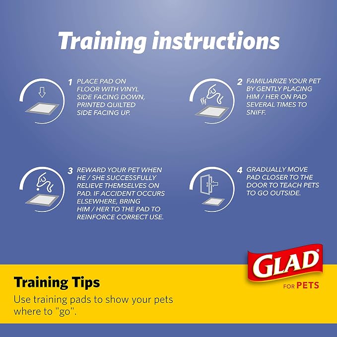 Glad for Pets Washable Dog Pee Pads, Small, 18 x 24 Inches, 2 Count, Gray with Paw Prints, 3-Layer Leak Protection, No-Slip Vinyl Bottom, Reusable Puppy Training Pads
