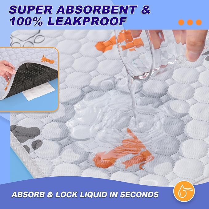 WanpeeGoo Washable Pee Pads for Dogs, 1 Pack Absorbent Reusable Training Dog Pads Pet Puppy Pads, Non-Slip Potty Pads for Whelping, Playpen, Crate, Bed, Orange, 65"x48"