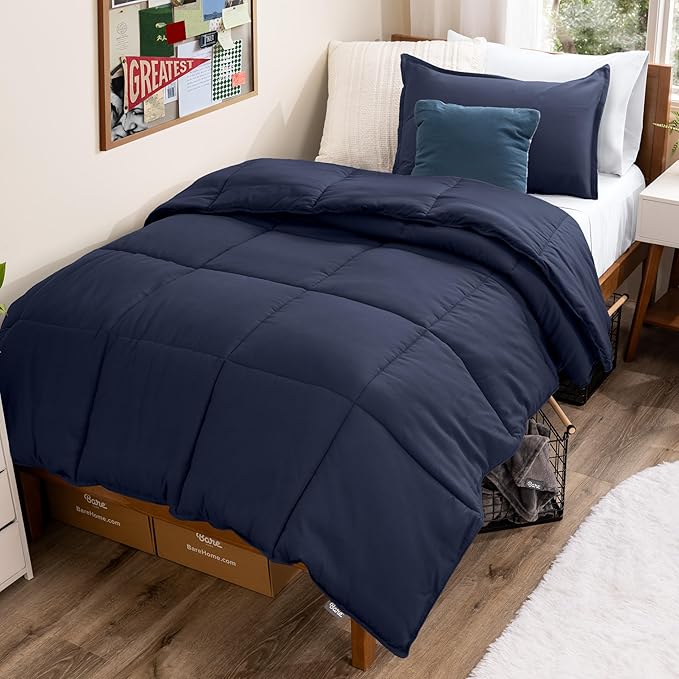 Bare Home Comforter Set - Twin/Twin Extra Long Size - Ultra-Soft - Goose Down Alternative - Premium 1800 Series - All Season Warmth (Twin/Twin XL, Midnight)