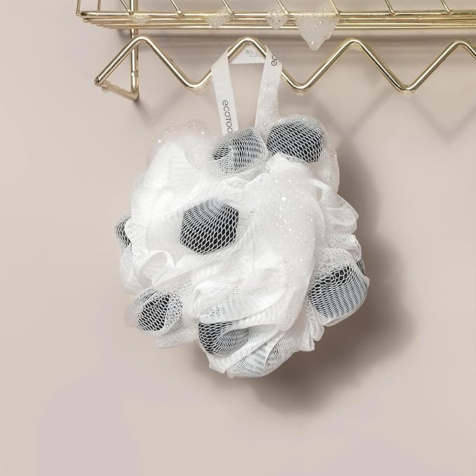EcoTools Lathering EcoPouf Body Loofah, Exfoliating Shower Sponge Made with 100% Recycled Netting, Bath Pouf for Rich Lather, 1 Count