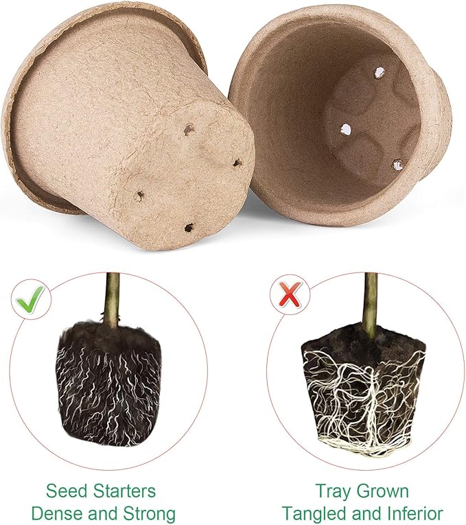 30 Pcs Peat Pots for Seedlings, 4.33 inch Biodegradable Seed Nursery Pot with Drainage Holes, Seedling Pots Include 20 Labels
