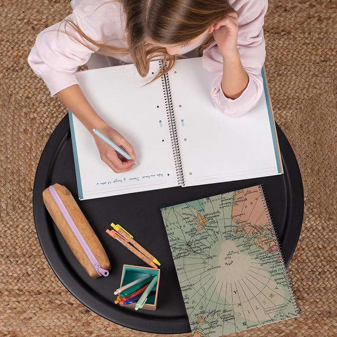 Miquelrius - 100% Recycled Notebook - 1 Colour Strip, A4, 80 Sheets Squared 5 mm, Paper 80 g, 4 Drills, Recycled Cardboard Cover, Ecomaps Design