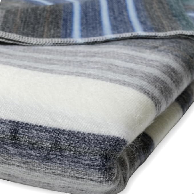 Alpaca Wool Throw Blanket | Warm, Ultra-Soft, 85" x 65" | Breathable, Non-Itchy Blanket-Throw | Hypoallergenic and Beautiful Fabric (Gray & Green)