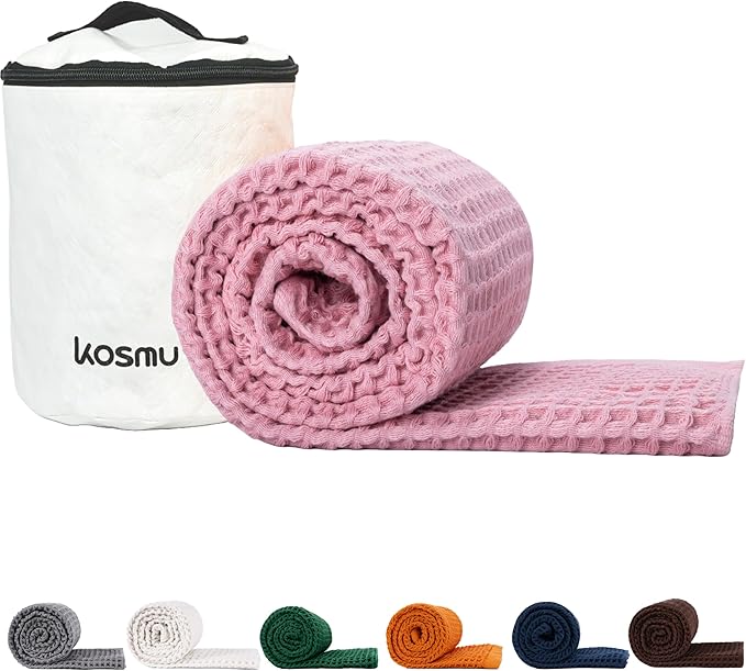 Luxury Organic Japanese Cotton Waffle Bath Towel | Thick, Absorbent, Quick Dry Bathroom Towels for Shower, Sauna, Onsen| Hotel & Spa Quality, Gift-Ready (Sakura Pink, Bath Sheet, 67" x 34")