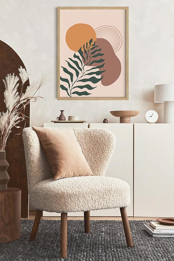 Y2K BOO Boho Monstera Leaf UNFRAMED Wall Art Abstract Sun Earth Tones Terracotta Mid Century Modern 16x20 Inch Heavyweight Paper Minimalist Botanical Studio Decor