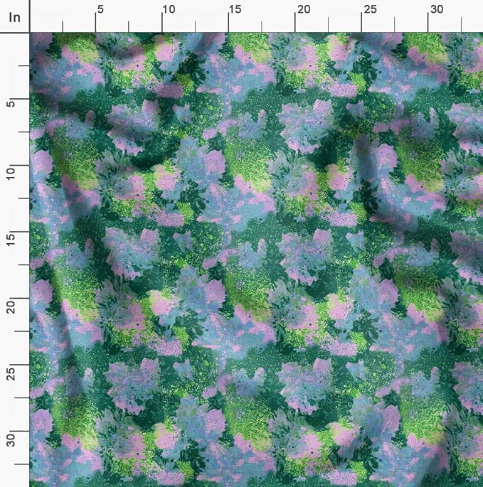 Soimoi Floral Print - Green, Canvas Fabric Material - 56 Inch Wide, 1 Yard, Unstitched Fabric for Upholstery, Bags, Workwear and Outdoor Gear.
