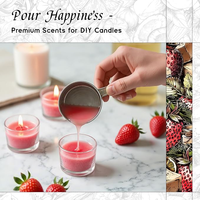 HIQILI Strawberry Fragrance Oil, DIY Fruity Scent Perfume - 5.07 Fl Oz | Suitable for Diffuser Use, Great for Candle, Soap, Body Butter Making, Long-Lasting Aroma, Graduated Dropper Included