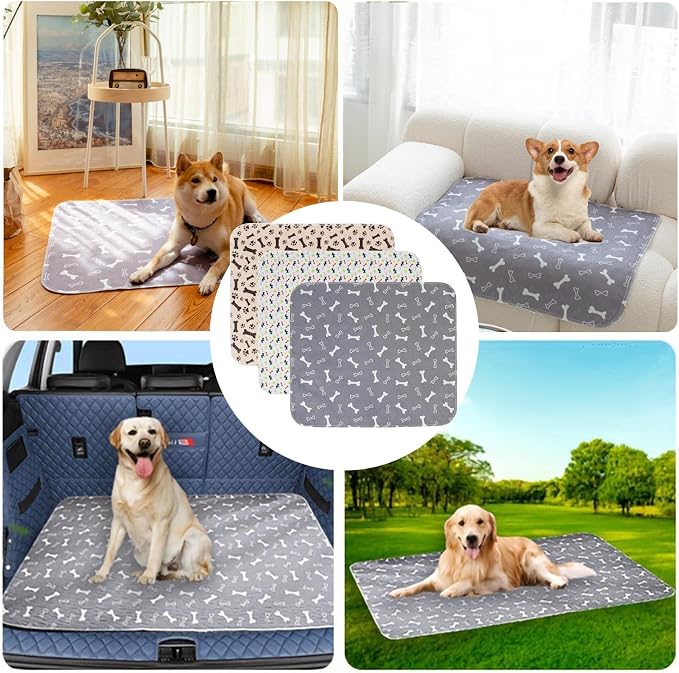 2PCS Puppy Pee Pads with Pheromones, Washable Puppy Training Pads for Dogs Reusable Puppy Potty Pads for Dogs and Cats(with Pet Hair Removal Gloves)
