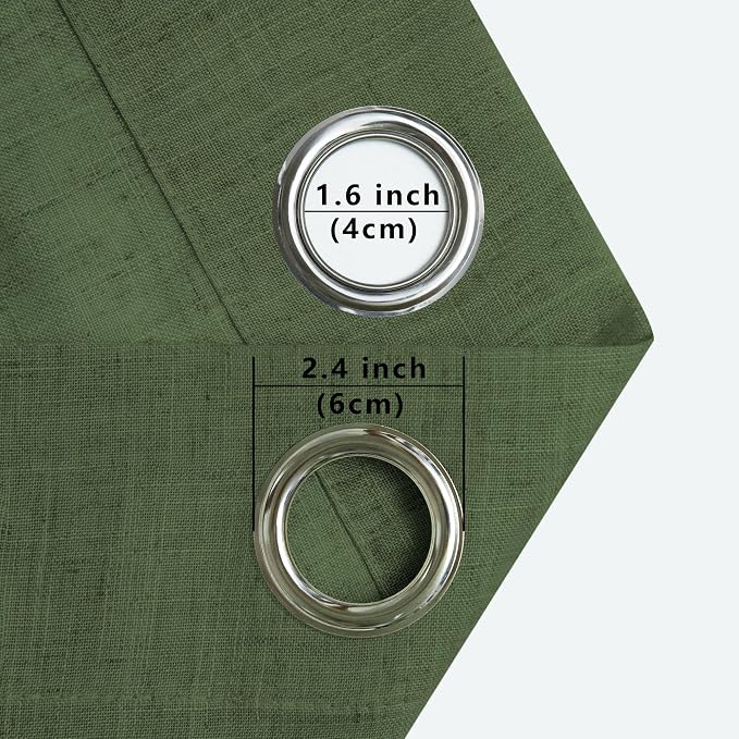 Pitalk Olive Green Linen Curtains 108 Inch Extra Long for Large Window 2 Panels Grommet Boho Bohemian Drapes Light Filtering Sheer Emerald Loden Green Curtains for Living Room Dining Bedroom 9 FT Tall