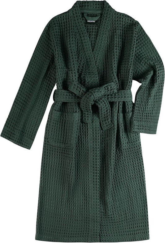 Luxury Organic Japanese Cotton Hotel & Spa Waffle Bathrobe for Men and Women (Hooded/Kimono)