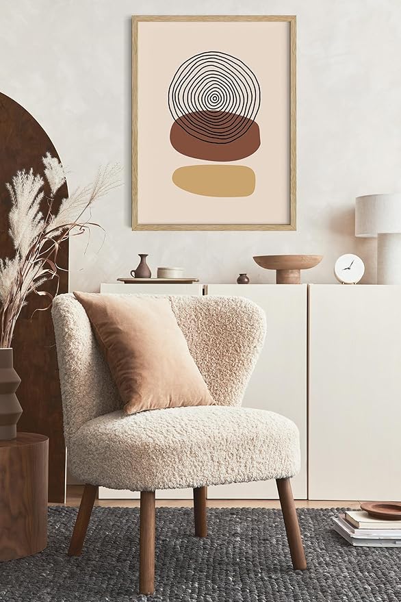 Y2K BOO Boho Abstract UNFRAMED Wall Art Minimalist Stacked Stones Circles Earth Tones Terracotta Mid Century Modern 16x20 Inch Heavyweight Paper Zen Studio Decor