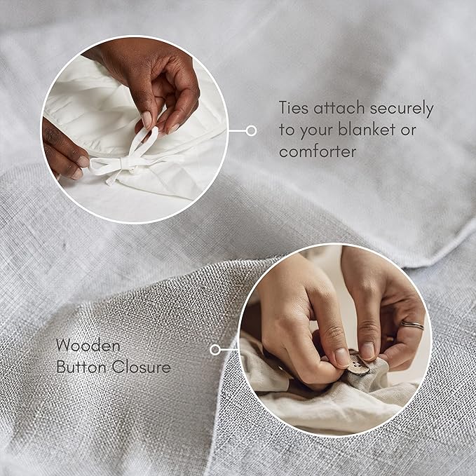 Baloo 100% French Linen Duvet Cover for Weighted Blanket (Dove Grey - 42"x72" - Throw Size) | Cooling, Soft & Durable | Certified European Flax®