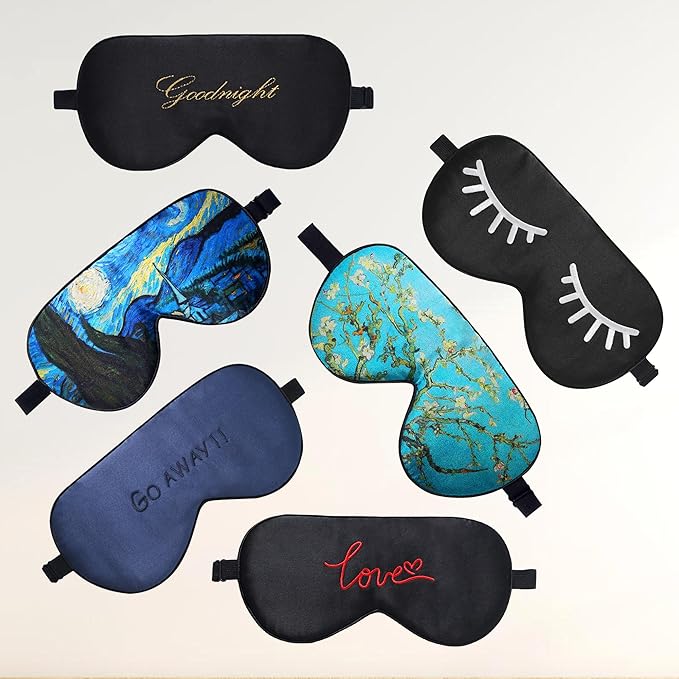 ZIMASILK 100% Natural Silk Sleep Mask Blindfold,Adjustable Super-Smooth Soft Eye Mask for Sleep with Bag(Eyelashes)