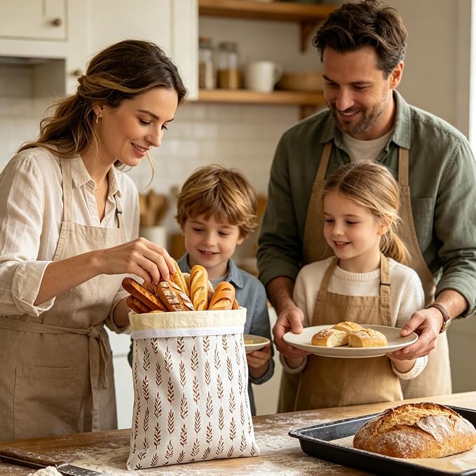Bees Wax Bread Bag Reusable Washable Safe Portable Storage | Homemade Bread Waxed Storage Bags for Lovers Families Friends Women Men
