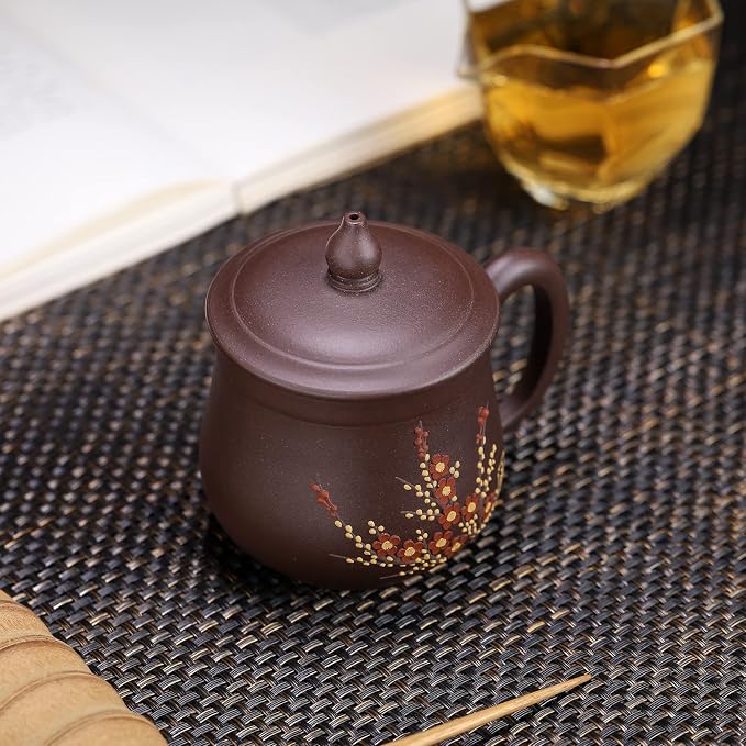 Zisha Teacup 10.8 Oz, Chinese Genuine Yixing Clay Tea Mug,Finemade Tea Cup -Zini Purple Clay