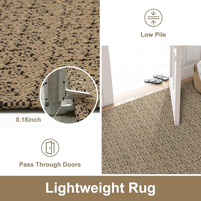 Collive 3x5 Entryway Rugs Indoor, Washable Bedroom Area Rug Non Slip Braided Cotton Kitchen Rugs, Black/Natural Farmhouse Throw Carpet Boho Floor Mat for Laundry Room Nursery House