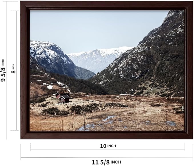 Monem Art Scandinavian Mountain Cabin Landscape Photography Print - Nordic Nature Scenic Art Poster - Wall Decor for Living Room, Bedroom or Office - 8x10 Brown Framed CANVAS by Mareike Bohmer