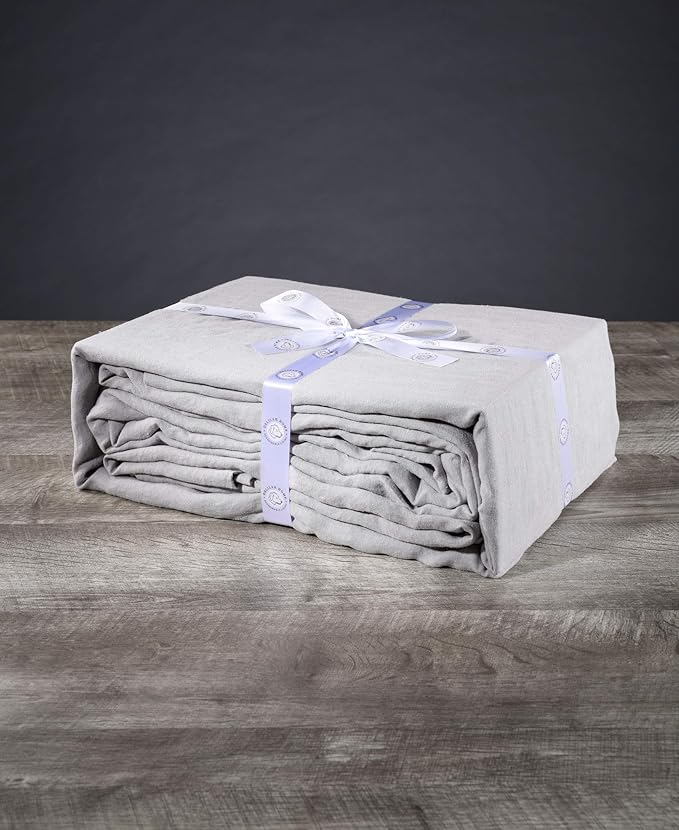 Delilah Home Queen Duvet Cover - 100% Organic Hemp GOTS Vegan, 180 GSM Lightweight Breathable All Season Queen Bed Duvet Cover with Ties, Machine Washable Hemp Fabric, Made in Portugal, Light Gray