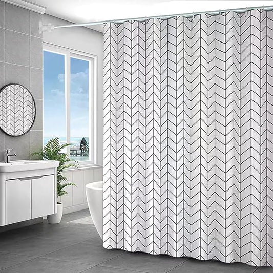 TIKABC White Grid Shower Curtain Liner, 4G PEVA Shower Liner, Plastic Peva Waterproof Shower Curtains, 72x72 inch with Grommet Holes 3 Magnetic Weights
