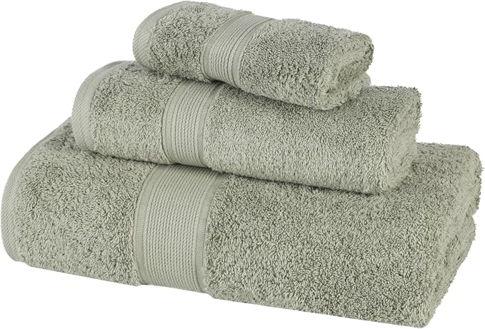 Superior 100% Organic Cotton 3-Piece Towel Set, Includes 1 Bath Towel, 1 Hand Towel, 1 Face Towel/Washcloth, Daily Use, Bathroom, Guest Bath, Absorbent, Home Essentials, Oregon Collection, Sage
