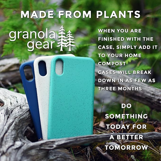 Eco by GranolaGear - Eco-Friendly Phone Case for iPhone X or XS - Biodegradable, Compostable, Plastic-Free, Made from Plants - Pacific Blue