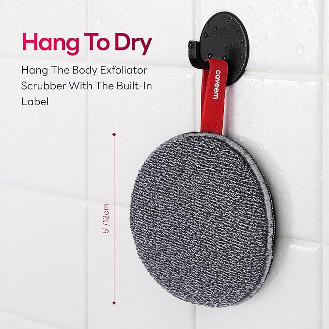 Caveem Exfoliating Body Scrubber, Extra Rough Shower Exfoliator Sponge, Body Exfoliating Sponges for Remove Dead Skin, Bath and Body Exfoliate Buffer, Round Sponge for Women (2 Pack)