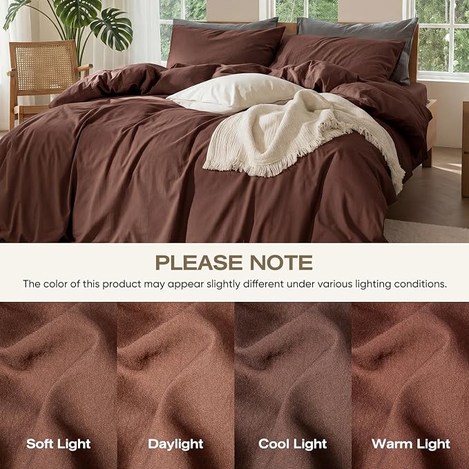 100% Pure French Flax Linen Blend Duvet Cover Set Queen Size, 3-Piece Breathable Bedding Set with Long Zipper Closure & Corner Ties, Soft, Lightweight & Durable Bedding Ideal for Hot Sleepers