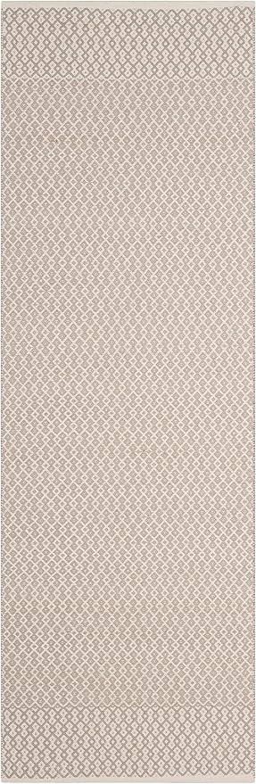 SAFAVIEH Montauk Collection Runner Rug - 2'3" x 10', Ivory & Grey, Handmade Flat Weave Boho Farmhouse Cotton, Ideal for High Traffic Areas in Living Room, Bedroom (MTK339A)